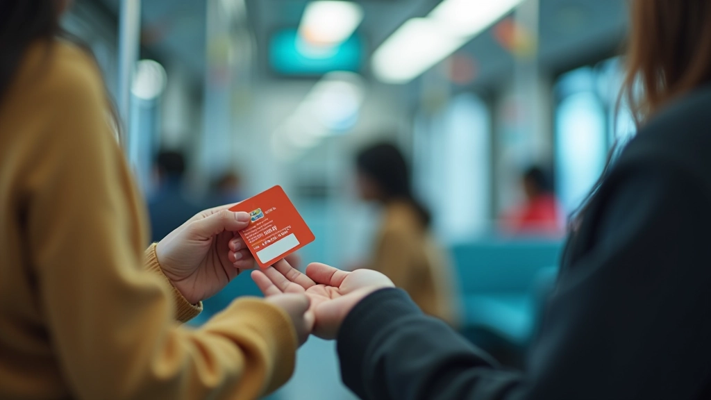 Close-up of an Octopus card being held up with a digital balance display visible